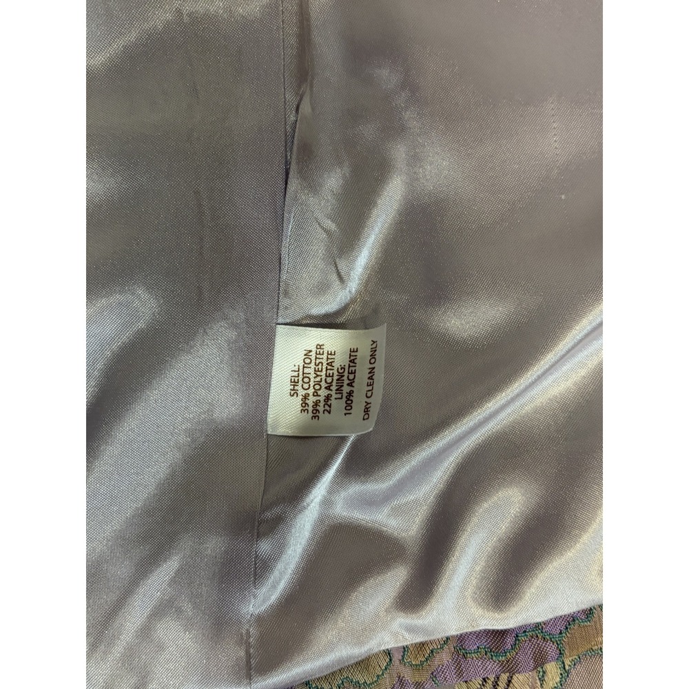 Tesori Floral Brocade Blazer Jacket Lavender Gold Mandarin Collar Size Small - Picture 10 of 11